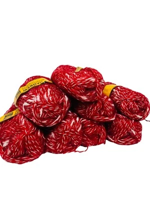 SCHACHENMAYR NOMOTTA MARILYN YARN MOHAIR VISCOSE 8 50g SKEINS RED W/ WHITE - Image 1 of 4