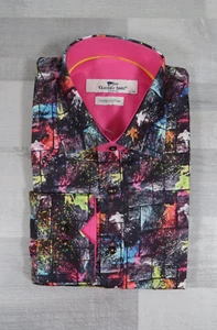 Camisa de manga larga con estampado en aerosol de pintura vívida para hombre Claudio Lugli Couture talla grande - Imagen 1 de 8