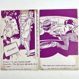 Tarjetas arcade vintage Ex Sup Co Chgo 1940 1941 Segunda Guerra Mundial militar arriesgado dibujos animados humor - Imagen 1 de 7