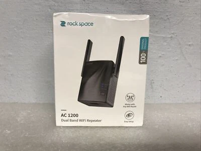 Rock Space AC 1200 Dual Band WiFi Range Extender Repeater Model RSD0608 New - Image 1 of 4