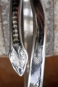 PULSERA SERPIENTE PLATA Niello Trabajo Antiguo Ajustable Años 20 Aleta Joyería 33g - Imagen 1 de 21