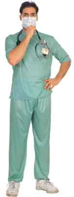 E.R. 外科医生男性医生护士磨砂绿色花式连衣裙万圣节成人服装 — 第 1/2 张图片