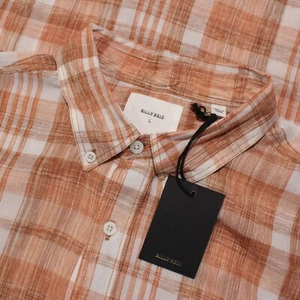 Billy Reid NWT Tuscumbia Casual Button Down Shirt Size L in Orange/White Plaid - Picture 1 of 11
