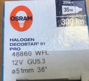 Osram Halogen Lamp Decostar 51 PRO 12V 20W GU5.3 48860 36° Made in Germany! - Picture 1 of 1