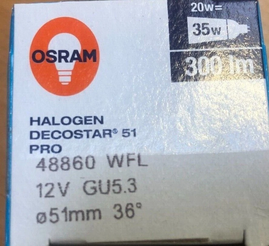 Osram Halogen Lamp Decostar 51 PRO 12V 20W GU5.3 48860 36° Made in Germany! - Image 1 of 1
