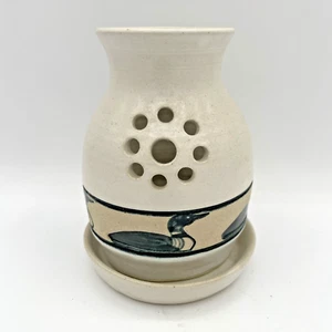 Vintage Leishman Canada Pottery Loon Luminary Candle Holder signed - Picture 1 of 8