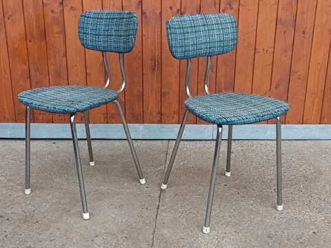 Chair Chrome Kitchen 50er Vintage Rockabilly 50s Upholstered Retro 1/2 Cover