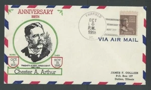 1958 7c Prexy #812 On Domestic Air Mail Cover Sole Usage From Fairfield Vt----- - Picture 1 of 1