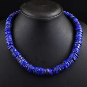 813 Cts Natural Single Strand Blue Lapis Lazuli Beads Womens Necklace JK 38E345 - Picture 1 of 3