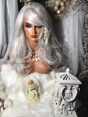 "ANGELIC, BELLEZA PLATINO, FRENTE DE ENCAJE ENTERO DE 30"", MEZCLA DE CABELLO HUMANO, PELUCA PARTE GRATIS💋" Foto 1 de 4