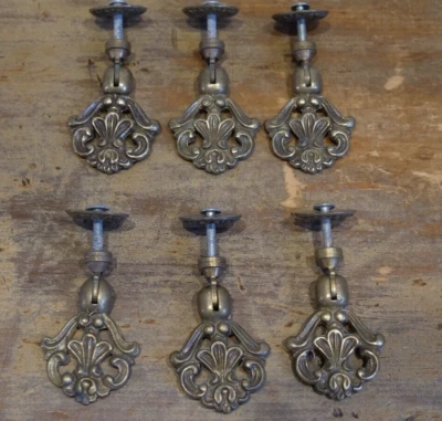 Antique Style Solid Brass Pull Drop Handles x 6 (New Old Stock) - Image 1 of 4