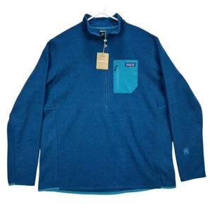 NWT Patagonia Men's R1 Air Zip Neck FleecePullover 2XL Lagom Blue Lightweight - Picture 1 of 16