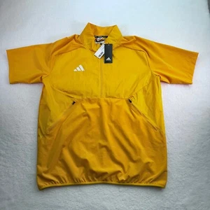 Adidas Jacket Mens Medium Orange Aeroready Sample 1/2 Zip Ripstop Short Sleeve - Picture 1 of 10