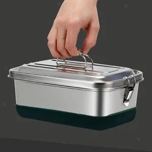 Stainless Steel Bento Lunch Box Kids Adults Food Container Storage Metal Large - Picture 1 of 19
