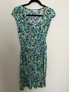 Dress Barn Dress Petite 4P Midi Teal Wrap Top Cap Short Sleeve Stretch Pullover - Picture 1 of 10