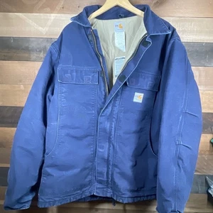 Carhartt FR Flame Resistant Work Jacket Navy Blue Mens X Large Regular 1406 - Picture 1 of 4