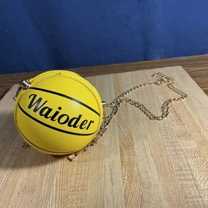 "Bolso bandolera WAIODER amarillo imitación cuero redondo cadena baloncesto 4""" - Imagen 1 de 6
