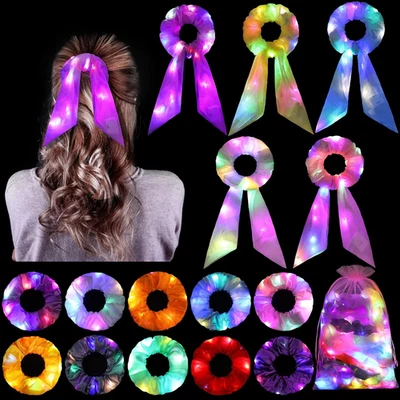 15 unidades LED para el cabello crujiente con 5 bandas para el cabello brillantes con pajarita - 10 colores Foto 1 de 4