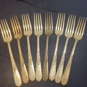Juego de 8 tenedores de cena vintage Wm Rogers & Son Primrose plateados - Imagen 1 de 3