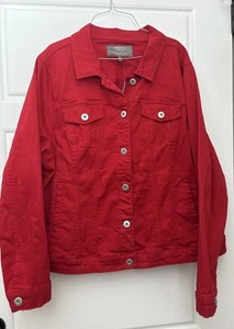 Torrid Jean Jacket Red Trucker Western Boho Classic Sz 3 3X NEW - Picture 1 of 5
