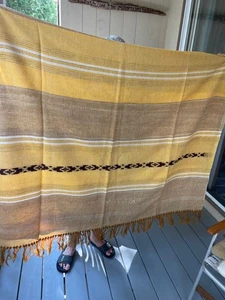 TEXTILE Two Vintage Mid Century 70s Wool Fabric Curtains Scandinavian Latvia - Picture 1 of 7