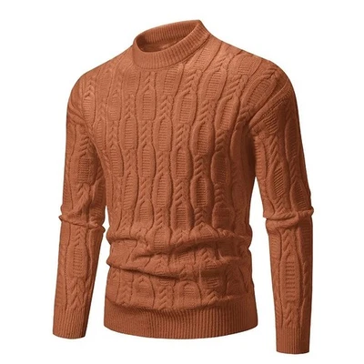 Suéter de punto clásico informal de invierno de calidad premium con cuello falso para hombre Foto 1 de 4