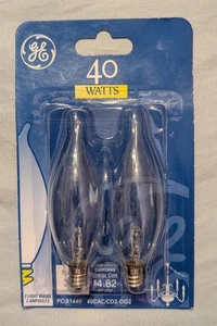 2 pack GE 40 Watt curved tip (40CAC/CD2-DG2) - Picture 1 of 3