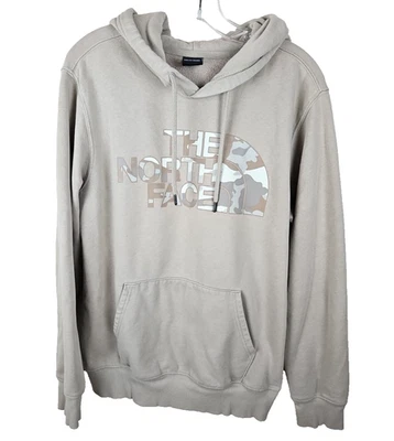 The North Face Hoodie Men's M Beige Pullover Camo Logo Outdoors Cotton - Image 1 of 4