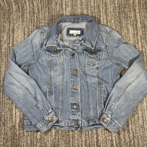 Giacca donna Ann Taylor Loft classica denim media con bottoni blu chiaro lavaggio XS - Foto 1 di 10