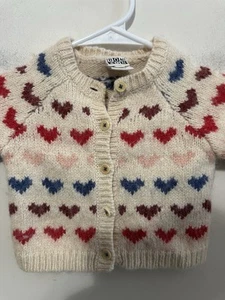 BONTON Jacquard Wool Blend Heart Cardigan Kid’s Size 12 months - Picture 1 of 12