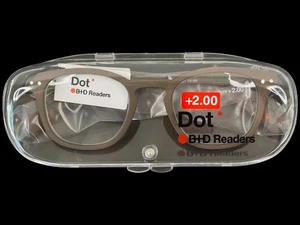 B+D Punktleser +2,00 braun Lesebrille gummiert kompakt klappbar mit Etui - Bild 1 von 5