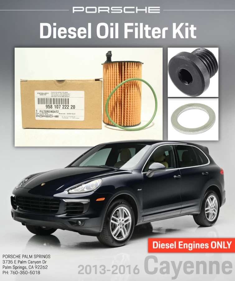 Kit de filtro de aceite diésel Porsche Cayenne 2013-2016 con tapón de drenaje y lavadora aplastante Foto 1 de 4