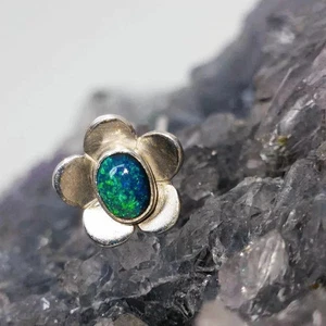 Velavie Lightning Ridge Black Opal 1.20ct S925 Silver Handmade Hair Pin - Bild 1 von 9