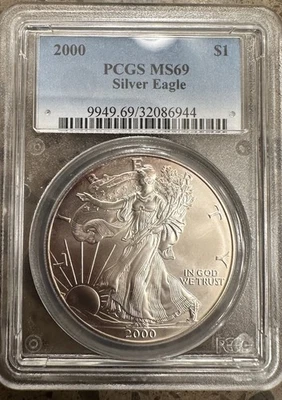 2000 American Silver Eagle MS-69 PCGS Toned - Image 1 of 2