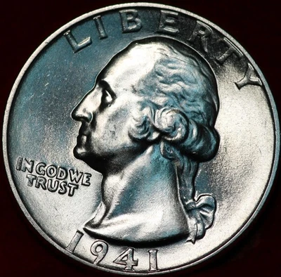Uncirculated 1941 Philadelphia Mint Silver Washington Quarter - Image 1 of 2