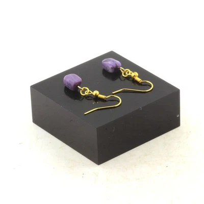 Edelsteine Und Mineralien. Ohrringe 1 Perle Charoit Aus Russland In Edelstahl - Bild 1 von 2