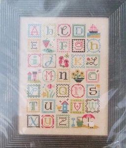 New Lizzie Kate SUMMER ALPHABET W/EMBELLISHMENTS Cross Stitch Pattern Chart - Picture 1 of 4