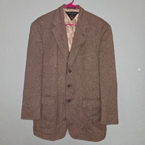 Tuta Tommy Hilfiger 2 pezzi tweed blazer marrone spina di pesce classica sartoriale mod - Foto 1 di 23