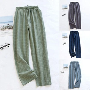 Sweatpants Lounge Pants Active Bottoms Checked Cotton Pants Slim Trousers - Picture 1 of 18