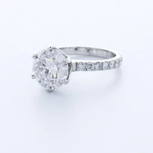 5.7CT NATURAL DIAMOND G/SI2 ROUND BRILLIANT 14K GOLD 6-PRONG CLASSIC ACCENT RING - Picture 1 of 3