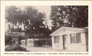 Postkarte Holiday Court New Smyrna Beach Florida Leinen unbesendet - Bild 1 von 2