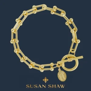 Susan Shaw Bracelet Gold Jackie O Chain 24Kt TPG - Picture 1 of 13