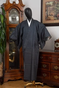 LIEBER VANILLE JAPANISCHER KIMONO HERREN MORGENMANTEL KLEID AUTHENTISCH JAPAN VINTAGE SAMURAI - Bild 1 von 9