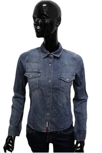 Giacca Jeans Donna Tommy Jeans M Blu Denim Vintage Autentica 100% Cotone Usata - Imagen 1 de 12