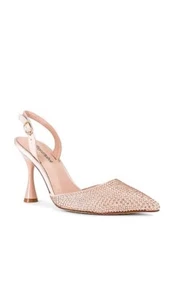 NWOB Jeffrey Campbell Zivote Crystal Satin Slingback Heels in Light Pink size 7 - Picture 1 of 13