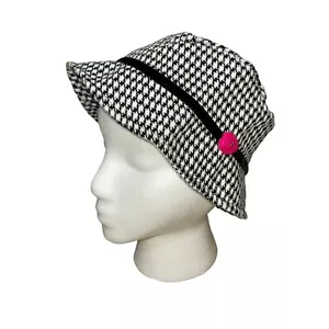 Cappello a secchiello CachCach bambina pied de poule S piccolo bordo accento con fiore nuovo con etichette - Foto 1 di 12