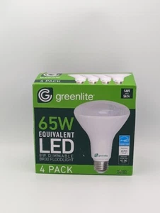 4xNEW Greenlite BR30 Light Bulbs 8w LED 65w Dimmable 3000k 670 Lumens New In Box - Picture 1 of 5