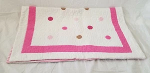 Border & Dots White & Pink Standard Pillow Sham 20" x 26" NIP - Picture 1 of 8