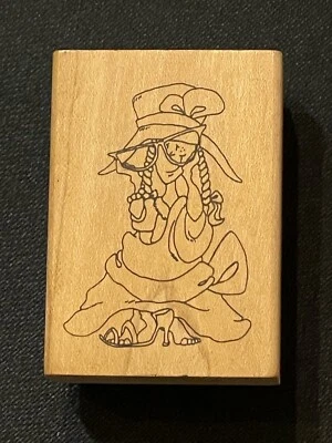 "Sello de goma de 2,5 x 1,75"" para niñas jugando estampillas de Heather/Judith H-102-HK" Foto 1 de 4