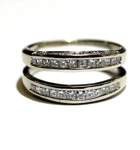 Jared 14k white gold .84ct SI1 G diamond bridal jacket enhancer ring 4.1g 6 - Picture 1 of 10